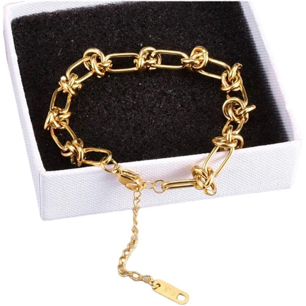 18K Gold Plated Stainless Steel Knot Chain Bracelet